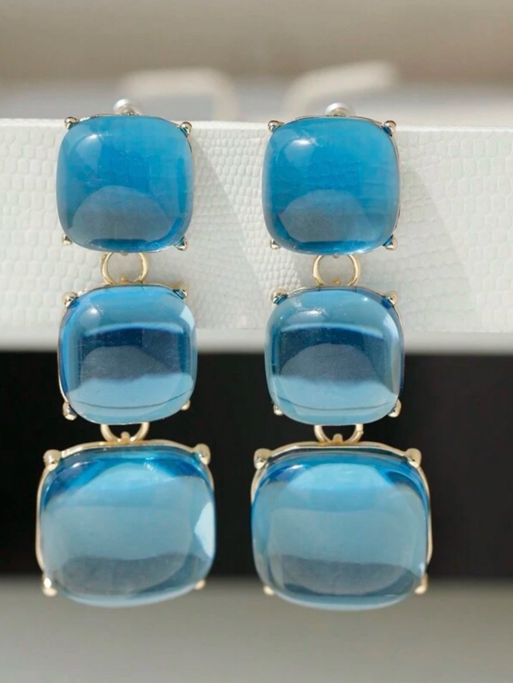 Blue glass Drop Earrings